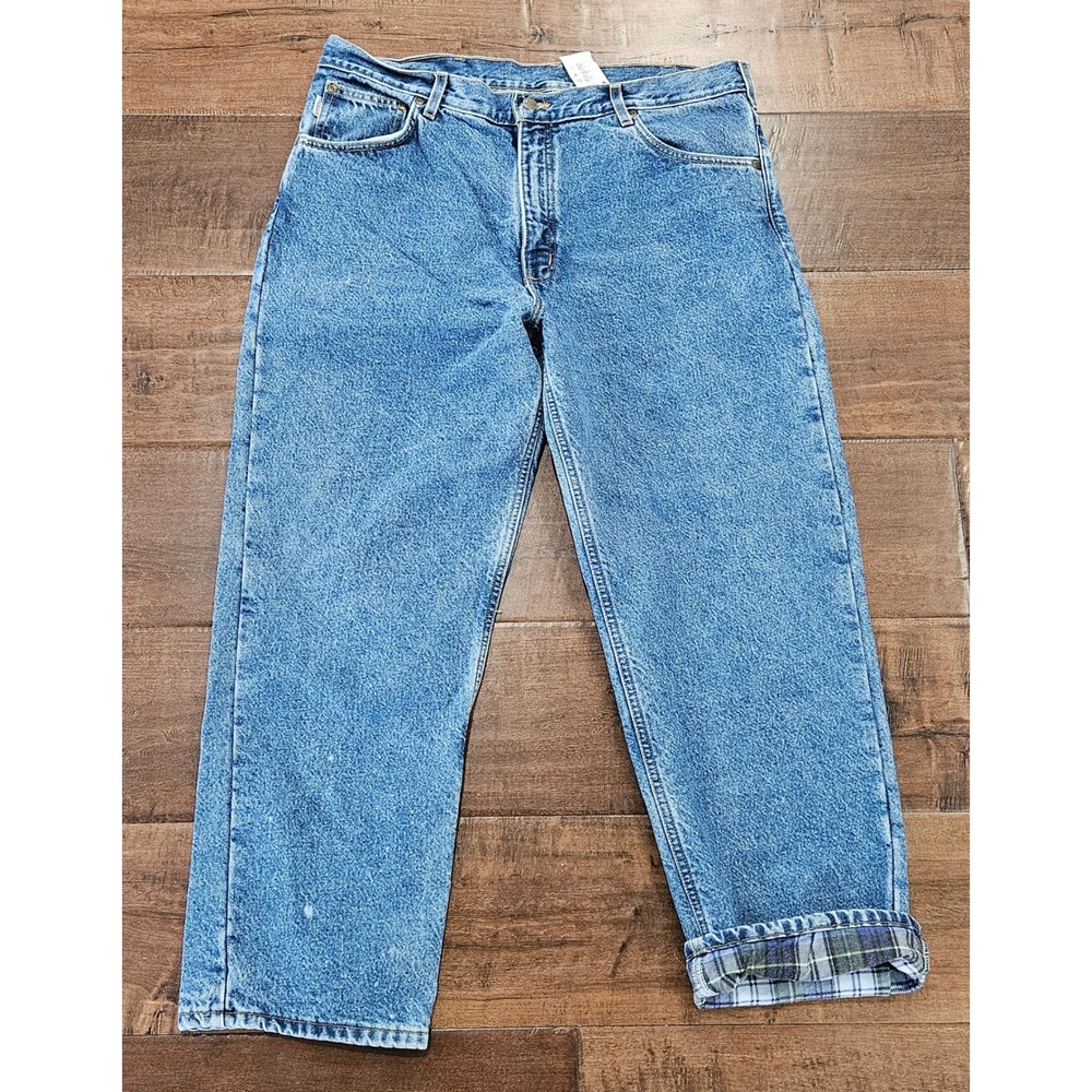 VTG Carhartt Flannel 90'S Lined Jeans Mens 38x30  Denim Relaxed Fit Made in USA